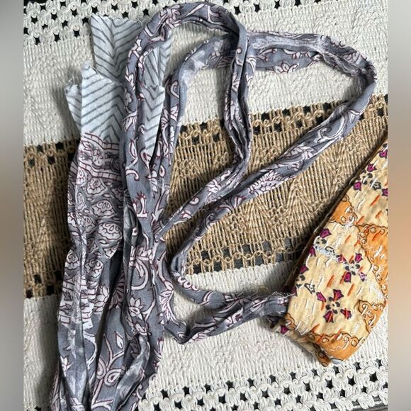 ERIN MADE Women's Adjustable Yellow Multi Boho Embroidered Kantha Quilt Headband - Picture 3 of 4